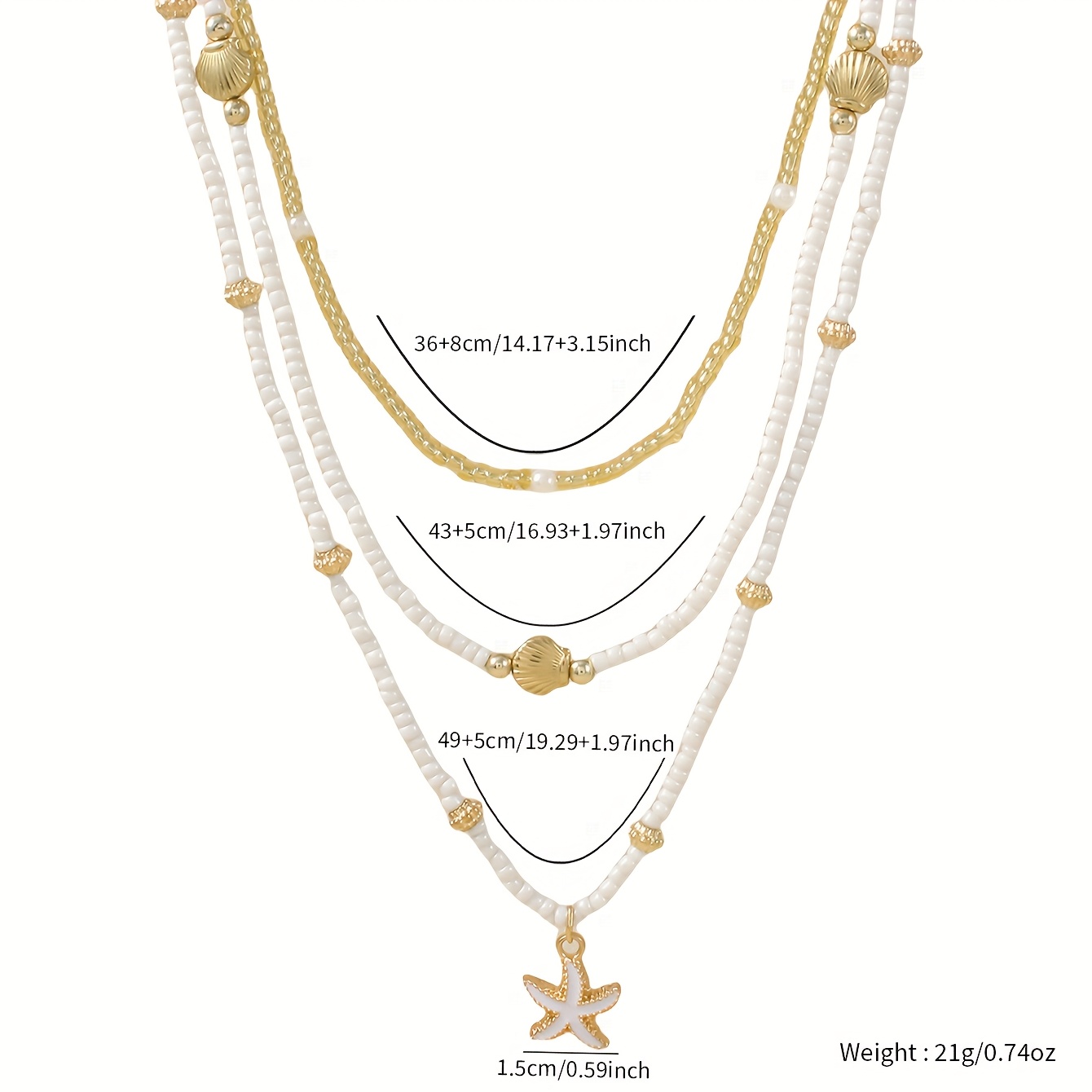 Bohemian Starfish and Shell Pendant Necklace Set